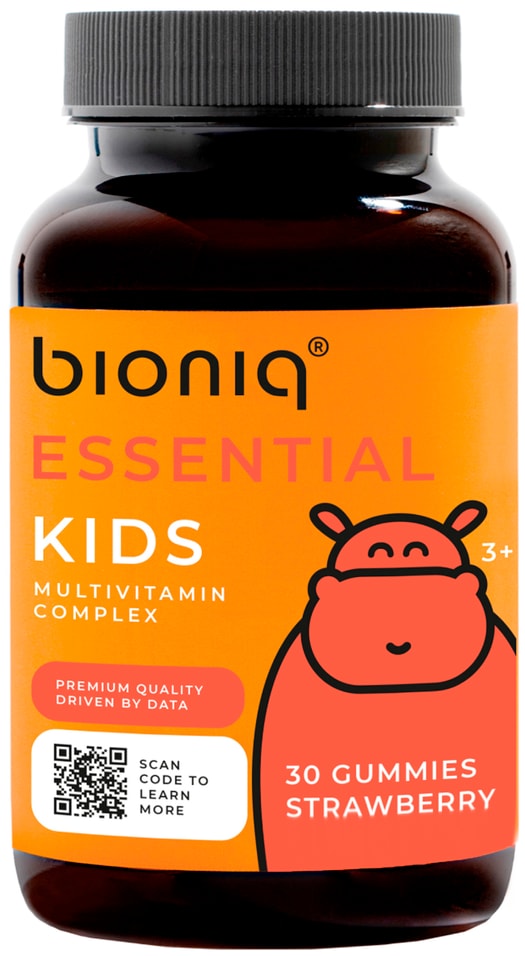 БАД bioniq essential Kids Мультивитаминный комплекс для детей со вкусом клубники 30 капсул