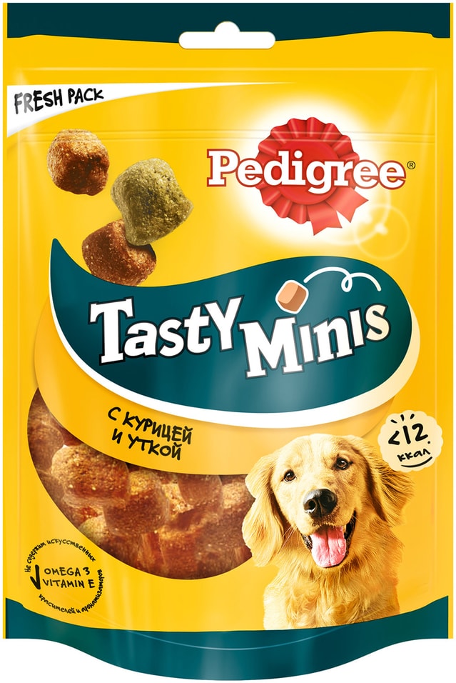 Лакомство для собак Pedigree Tasty Minis для всех пород с курицей и уткой 130г