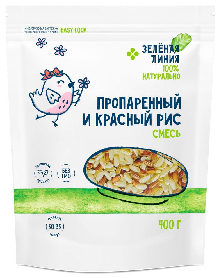 Смесь Зеленая Линия Пропаренный и красный рис 400г