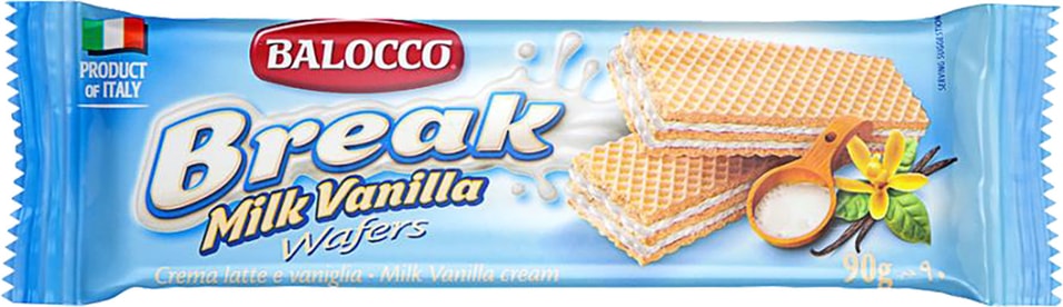 Вафли Balocco с молочно-ванильной начинкой начинкой 90г от Vprok.ru