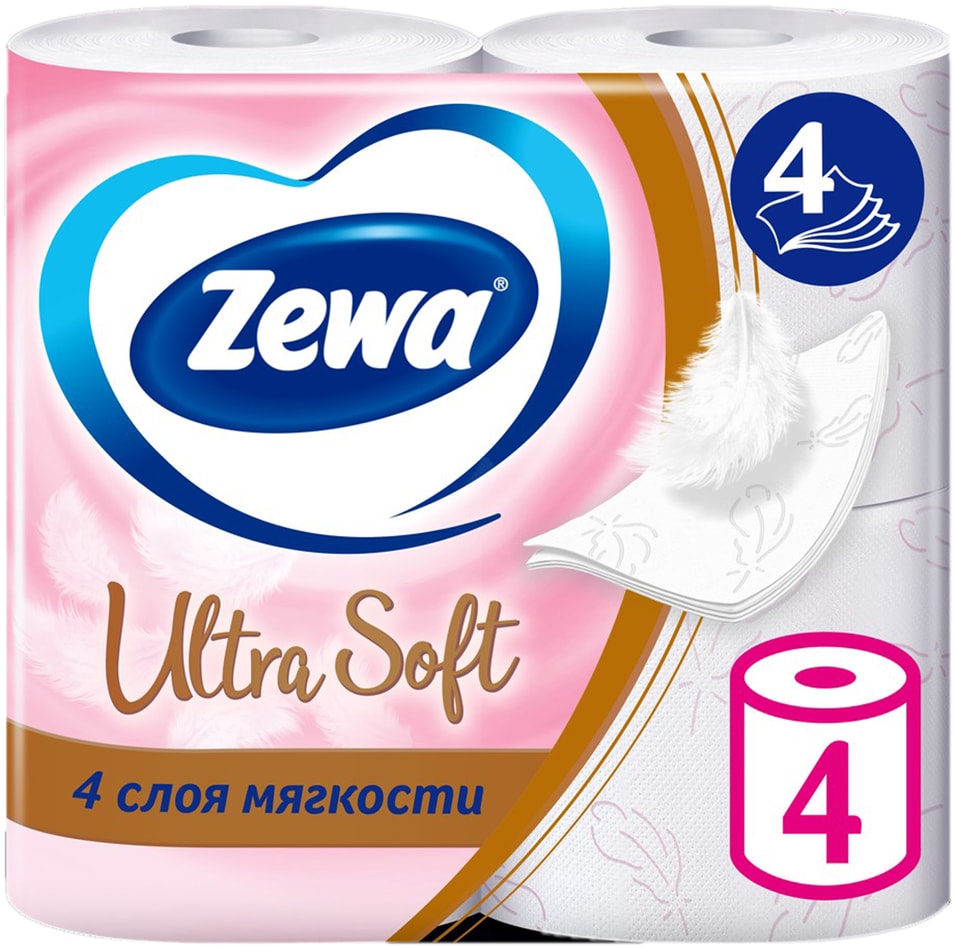 Туалетная бумага Zewa Ultra Soft 4 рулона 4 слоя