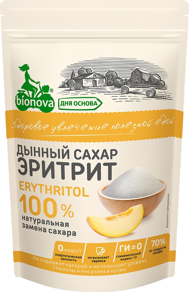 Подсластитель Bionova Эритрит Дынный сахар 200г от Vprok.ru