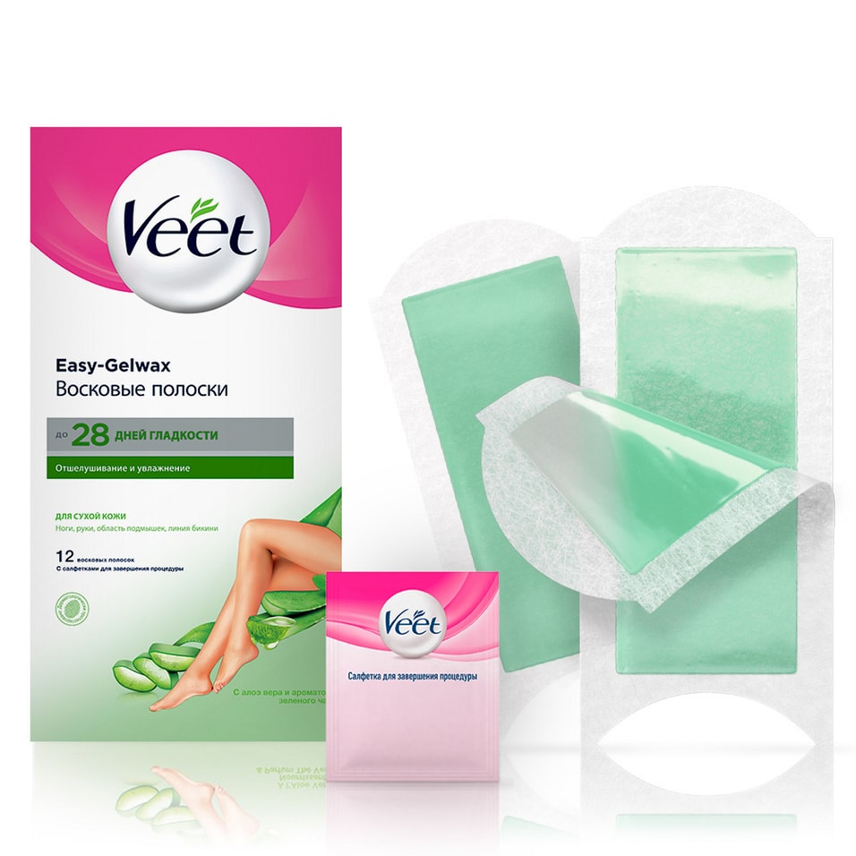 Полоски для депиляции Veet восковые для сухой кожи 12шт