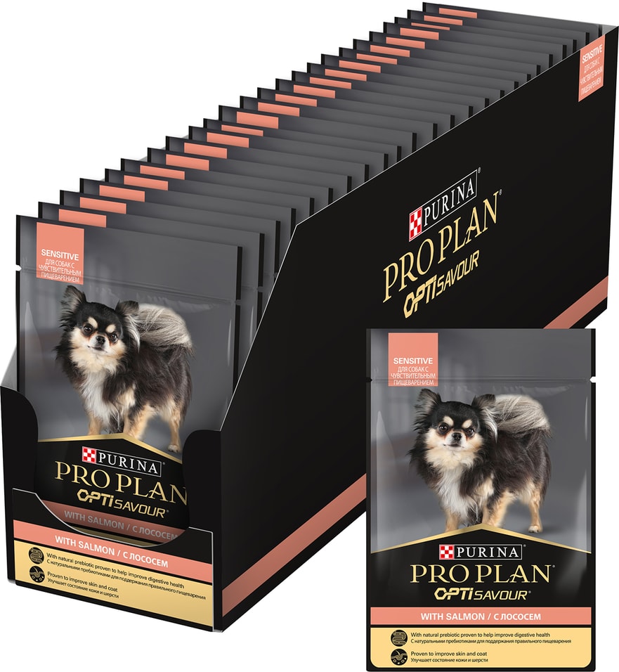 Влажный корм для собак Pro Plan OptiSavour с лососем 85г (упаковка 26 шт.)