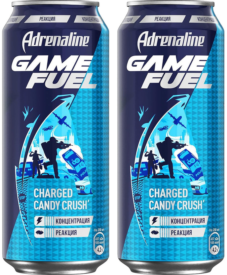 Напиток Adrenaline Game Fuel энергетический 449мл (упаковка 2 шт.)