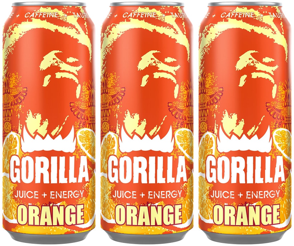 Напиток Gorilla Апельсин энергетический 400мл (упаковка 3 шт.)