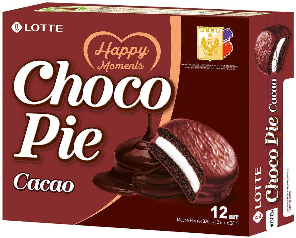 Печенье Lotte Choco Pie Cacao в глазури 12шт*28г