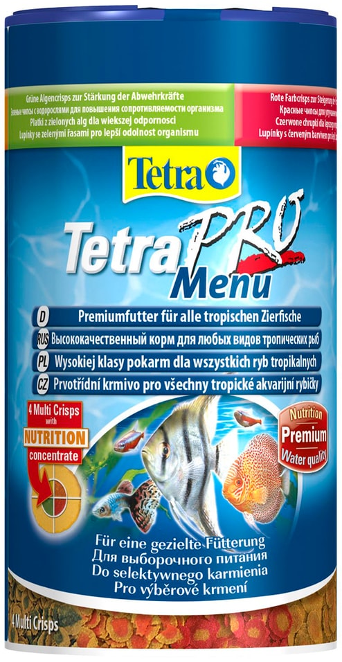 Корм для всех видов рыб Tetra Pro Menu 4 вида чипсов 250мл