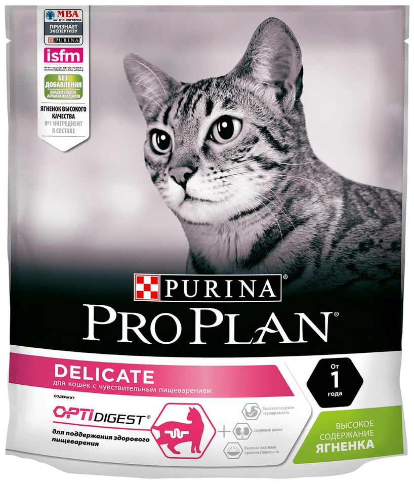 Сухой корм для кошек Pro Plan Optidigest Delicate для чувствительного пищеварения с ягненком 400г