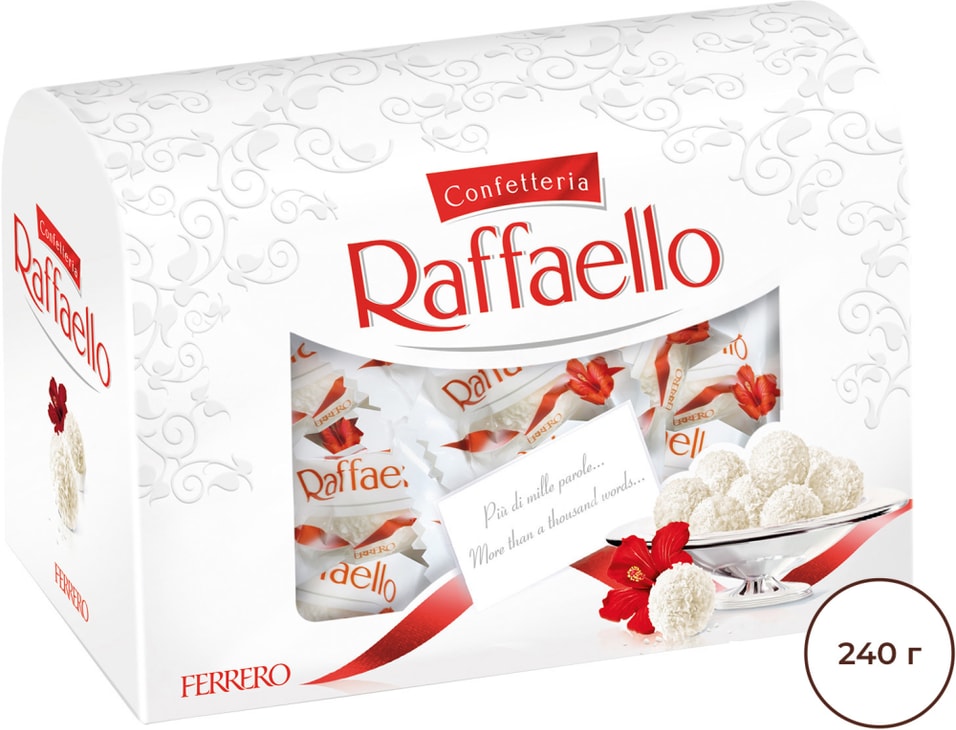 Конфеты Raffaello с цельным миндальным орехом в кокосовой обсыпке 240г 894₽