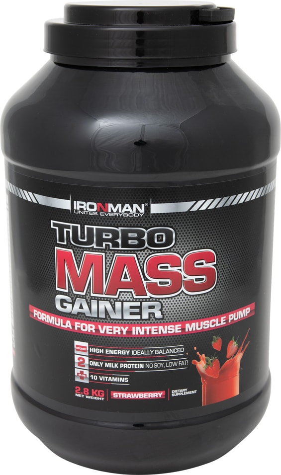 Гейнер IronMan Turbo Mass Gainer Земляника 2.8кг