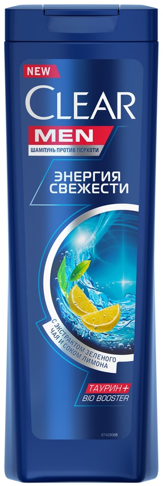Шампунь для волос Clear против перхоти Энергия свежести с экстрактом зеленого чая и соком лимона 400мл