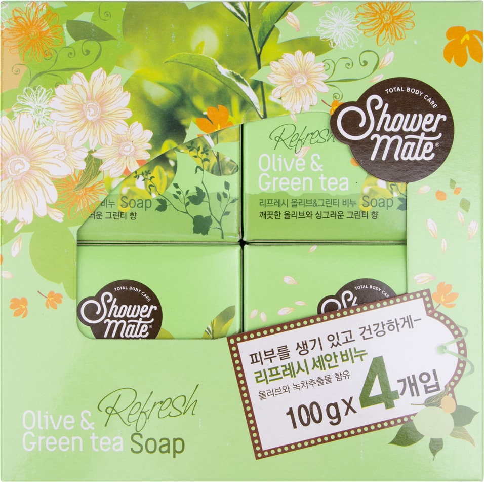 Мыло косметическое Shower Mate Оливки и зеленый чай 4шт*100г
