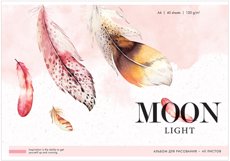 Альбом для рисования Greenwich Line Moon light Feathers А4 40л