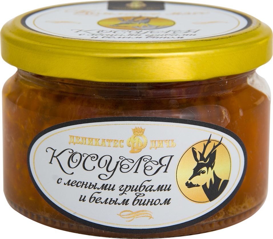 Мясо косули Деликатес Дичь томленое с лесными грибами и белым вином 220г