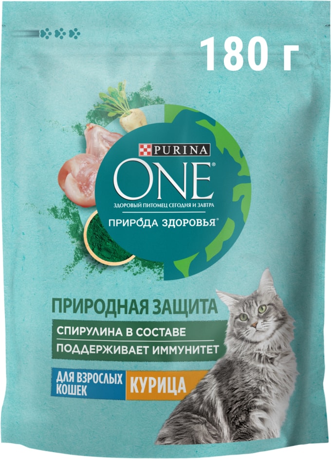 Сухой корм для кошек Purina ONE Природа здоровья с курицей 180г 120₽