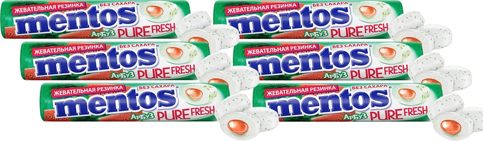 Жевательная резинка Mentos Pure Fresh Арбуз 15.5г (упаковка 6 шт.) от Vprok.ru