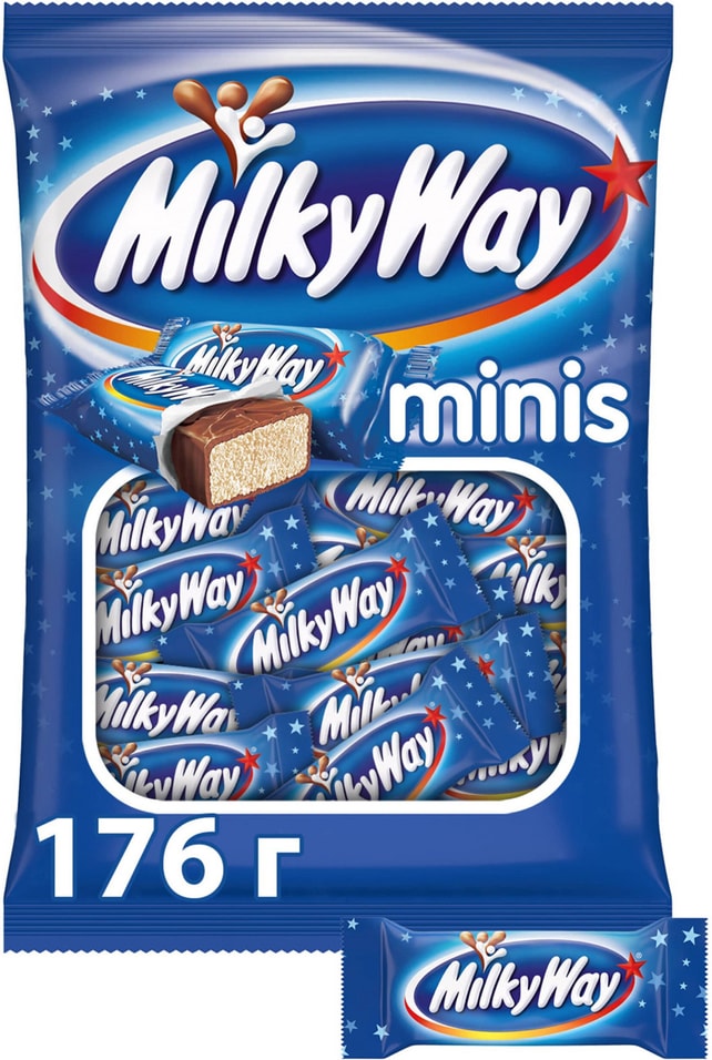 Шоколадный батончик Milky Way Minis 176гс доставкой 200₽