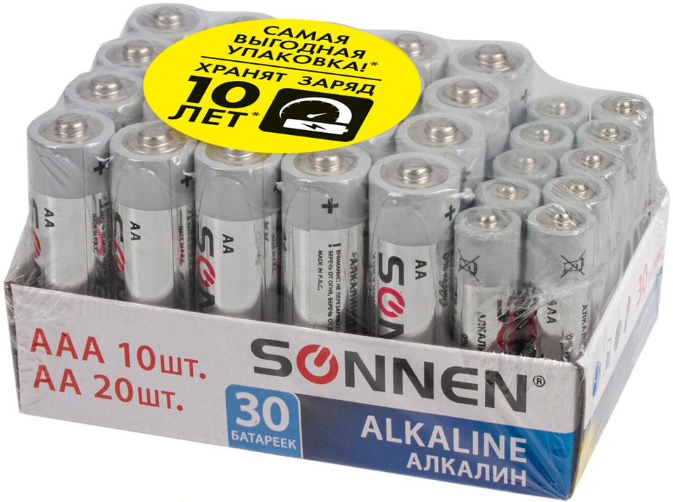 Батарейки Sonnen Alkaline AA+ААА LR6+LR03 20+10шт