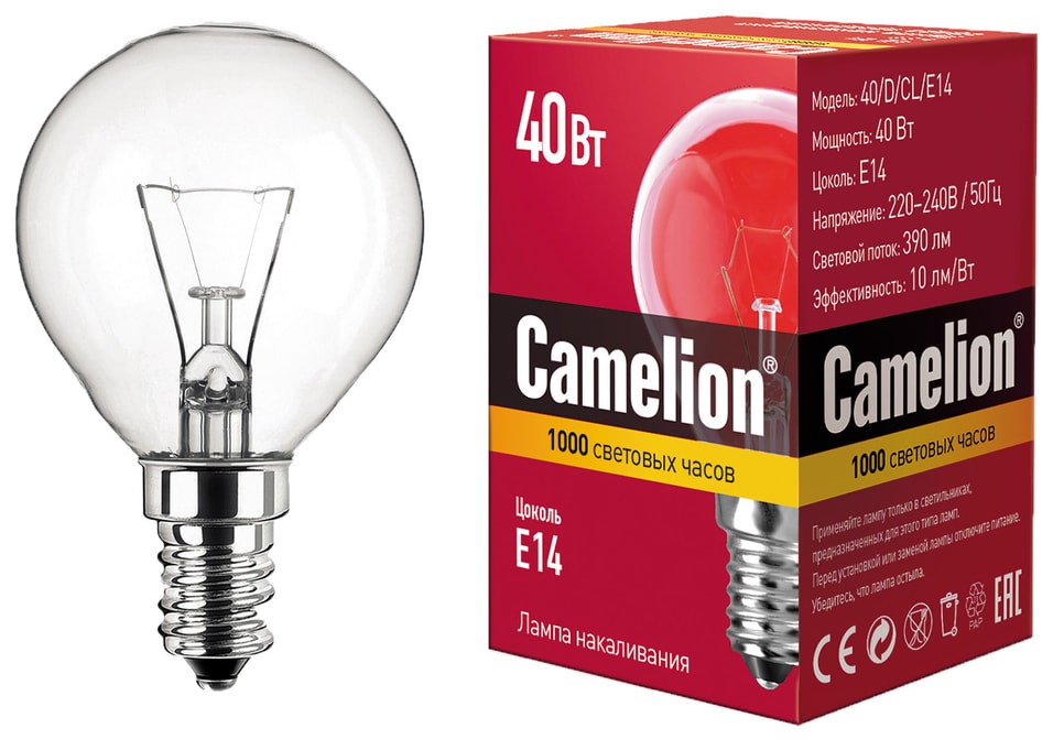 Лампа накаливания Camelion E14 40Вт от Vprok.ru