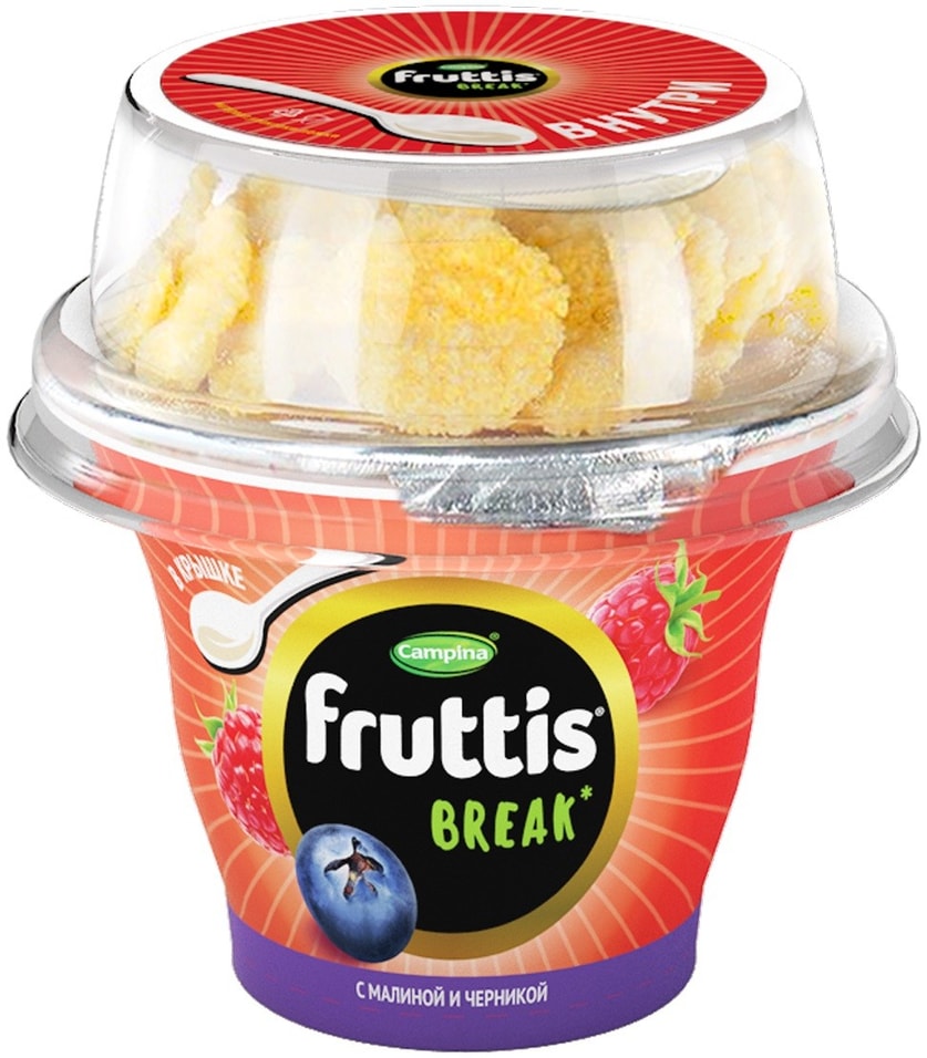 Продукт йогуртный Fruttis Вкусный перерыв Малина-черника с топпером 2.5% 175г от Vprok.ru