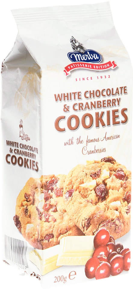Печенье Merba с клюквой и белым шоколадом 200г