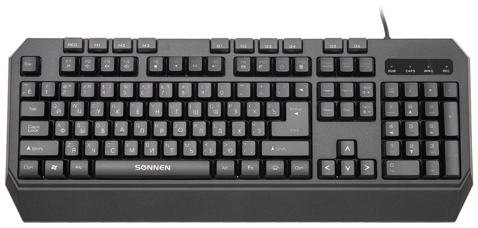 Клавиатура проводная игровая Sonnen KB-7700 USB 104 клавиш+10 программируемых RGB черная от Vprok.ru