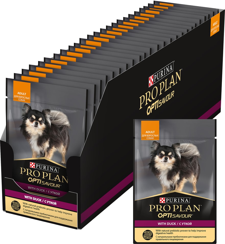 Влажный корм для собак Pro Plan OptiSavour с уткой 85г (упаковка 26 шт.)