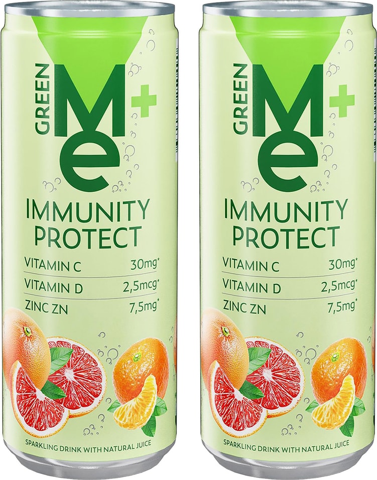 Напиток GreenMe Plus Immunity Protect с витамином С D и цинком 330мл (упаковка 2 шт.)