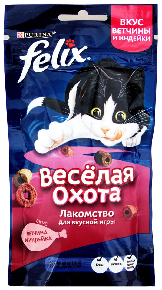 Лакомство для кошек Felix с ветчиной и индейкой 50г Лакомство для кошек Felix с ветчиной и индейкой 50г