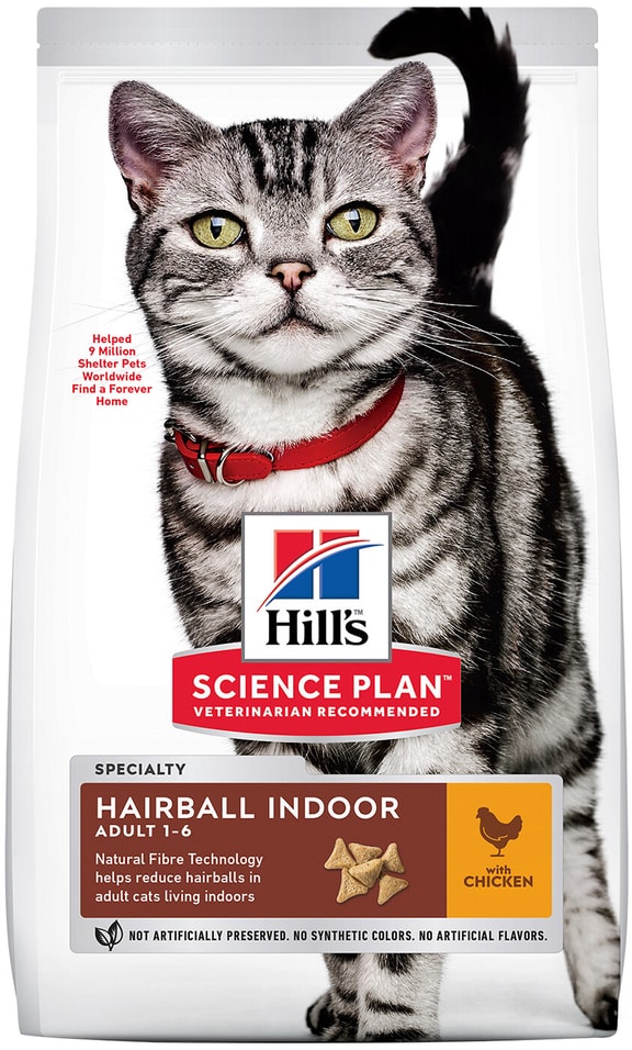 Сухой корм для кошек Hills Science Plan Hairball Indoor для выведения шерсти из желудка с курицей 300г
