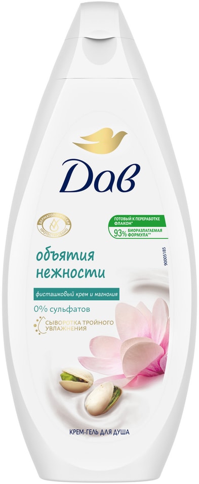 Крем-гель для душа Дав Фисташковый крем и магнолия бессульфатный 250мл