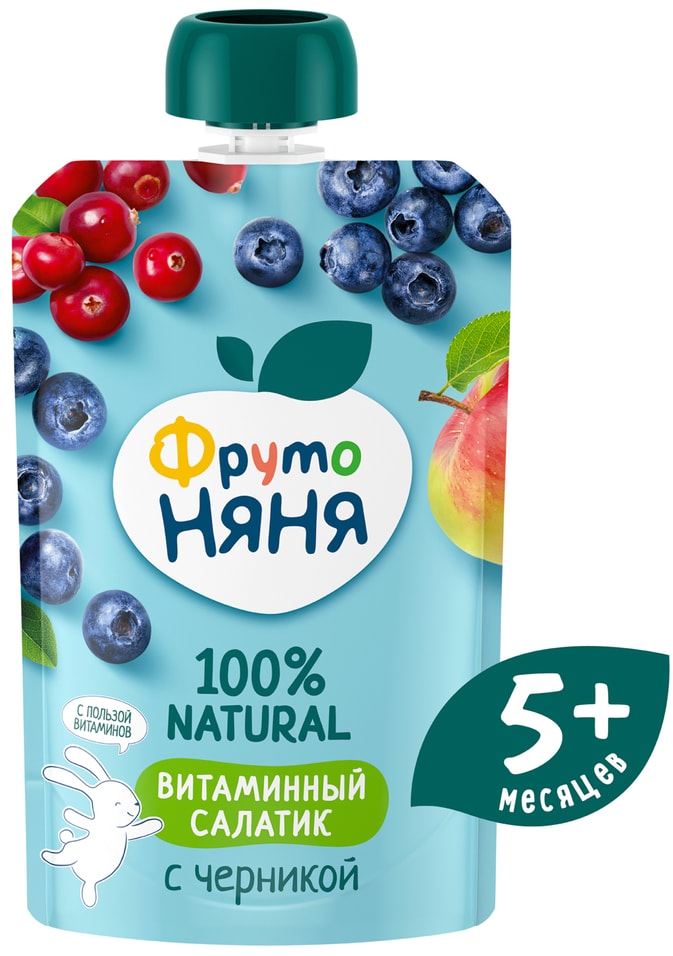 Пюре ФрутоНяня Витаминный салатик с черникой с 5 месяцев 90г