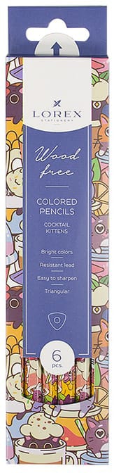 Набор цветных карандашей Lorex Coctail Kittens 6 цветов