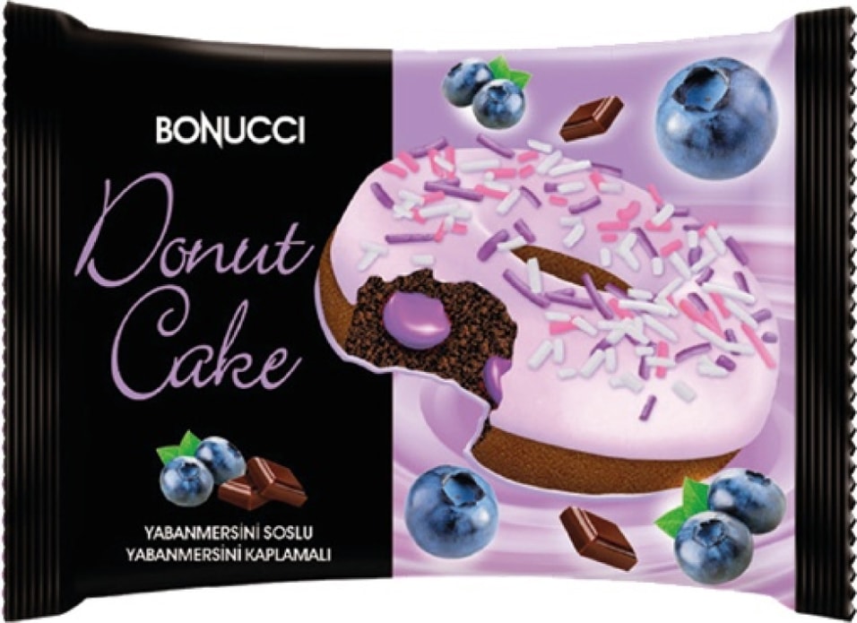 Пирожное Bonucci Donut Cake бисквитное глазированное с начинкой голубика 40г 51₽