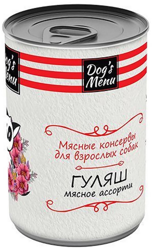 Влажный корм для собак Dogs Menu Гуляш мясное ассорти 340г (упаковка 12 шт.)