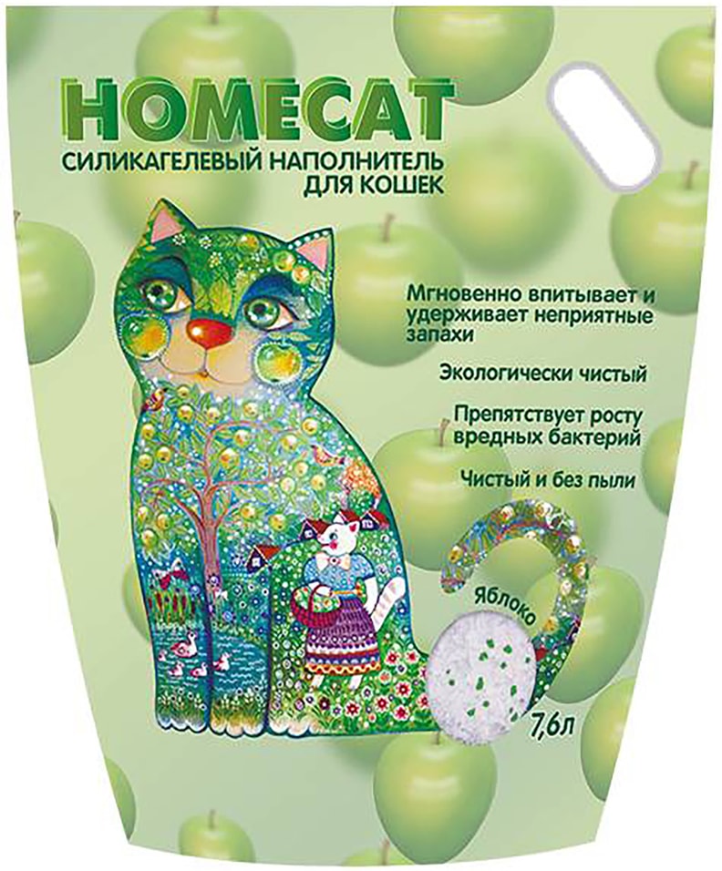 Наполнитель для кошачьего туалета Homecat Яблоко 7.6л Наполнитель для кошачьего туалета Homecat Яблоко 7.6л