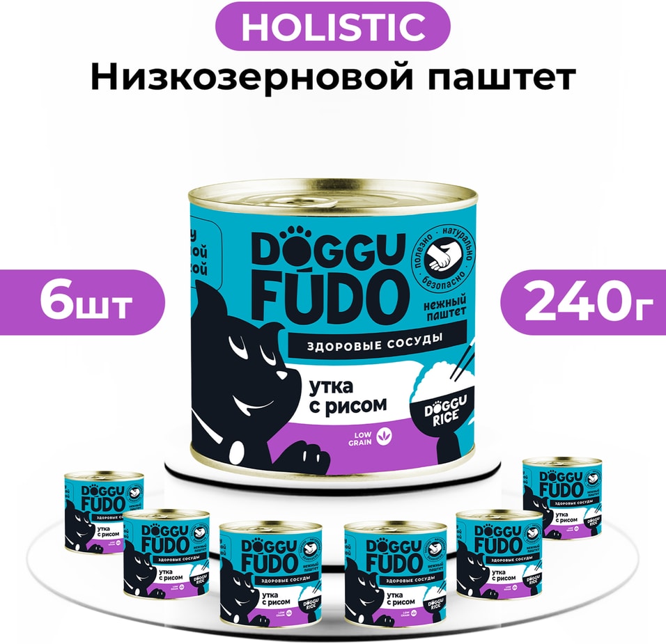 Влажный корм для собак Doggufudo Утка с рисом 6240г 676₽