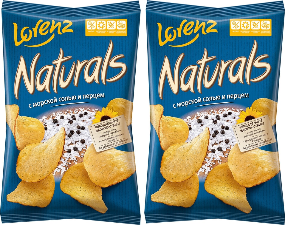 Чипсы Lorenz Naturals с морской солью и перцем 100г (упаковка 2 шт.) от Vprok.ru