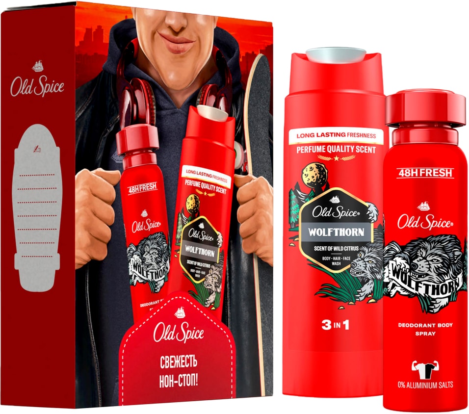 Подарочный набор Old Spice Wolfthorn Дезодорант 150мл Гель для душа 250мл в ассортименте 829₽