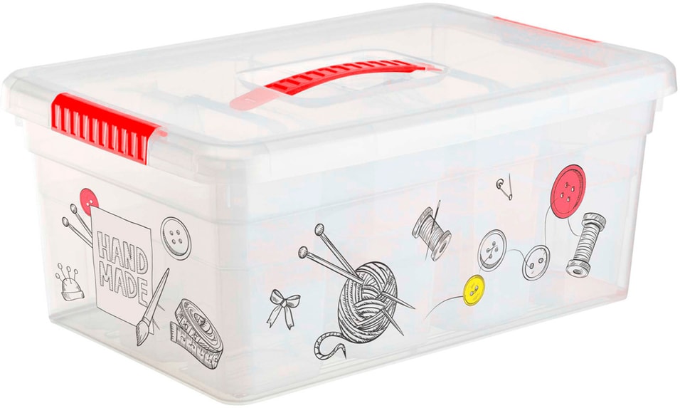 Ящик-органайзер Fun Box Handmade с ручкой 10л + 12 вставок S + 2 лотка S