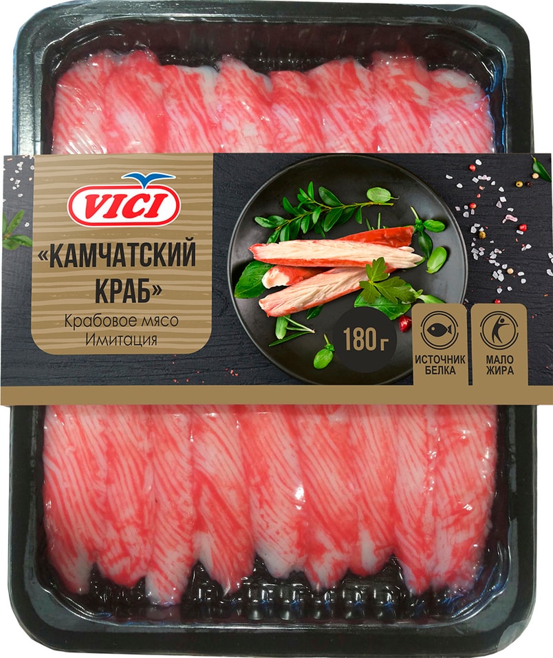 Крабовое мясо Vici Камчатский краб охлажденное 180г от Vprok.ru