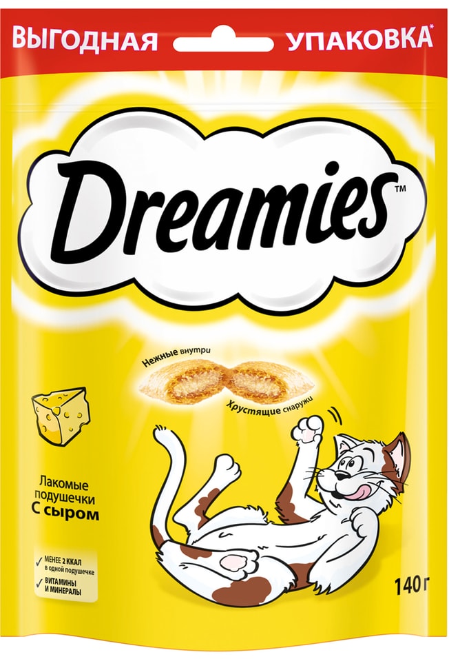 Лакомство для кошек Dreamies подушечки с сыром 140г