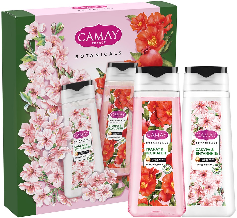 Подарочный набор Camay Botanicals Гели для душа Цветущая сакура 250мл + Цветы граната 250мл