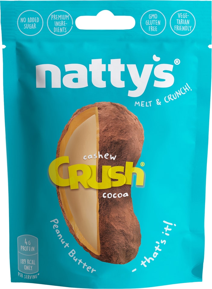 Драже Nattys Cashew c кешью в арахисовой пасте и какао 35г