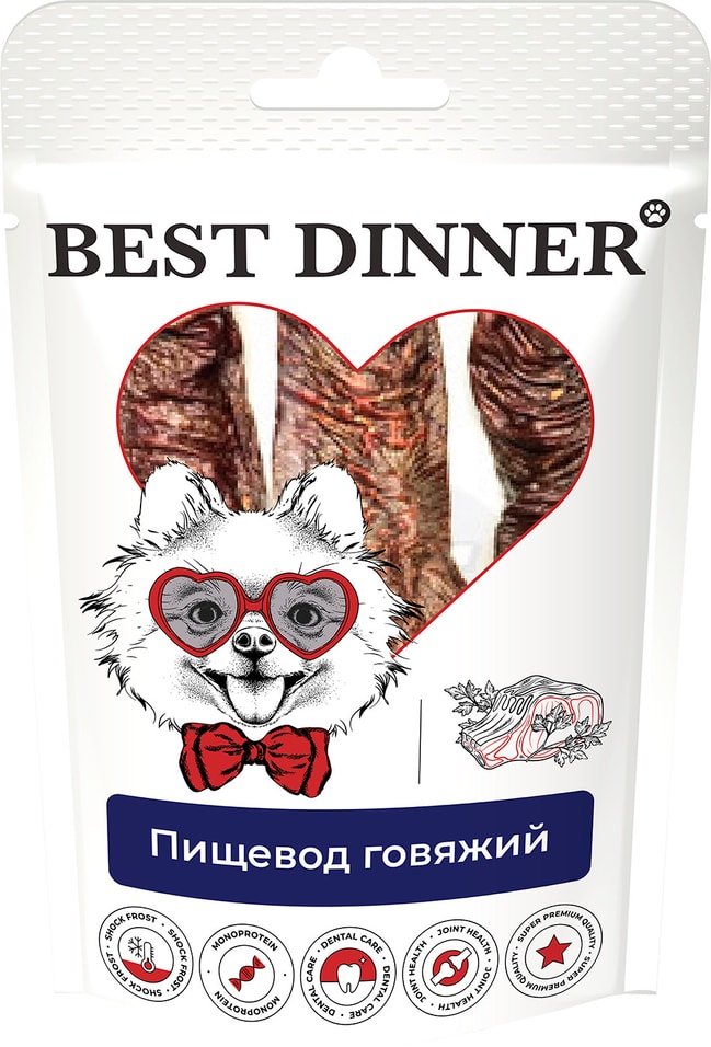 Лакомство для собак Best Dinner Freeze Dry Пищевод говяжий 32г 206₽