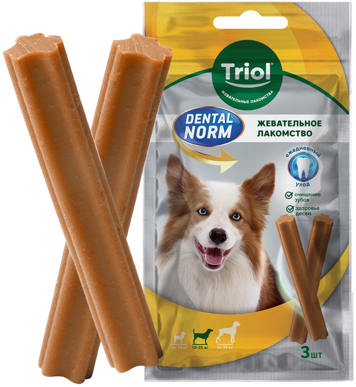 Лакомство для собак средних пород Тriol Dental Norm Палочки жевательные 3шт 75г