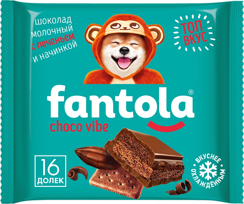 Шоколад Fantola Choco vibe молочный с печеньем 66г