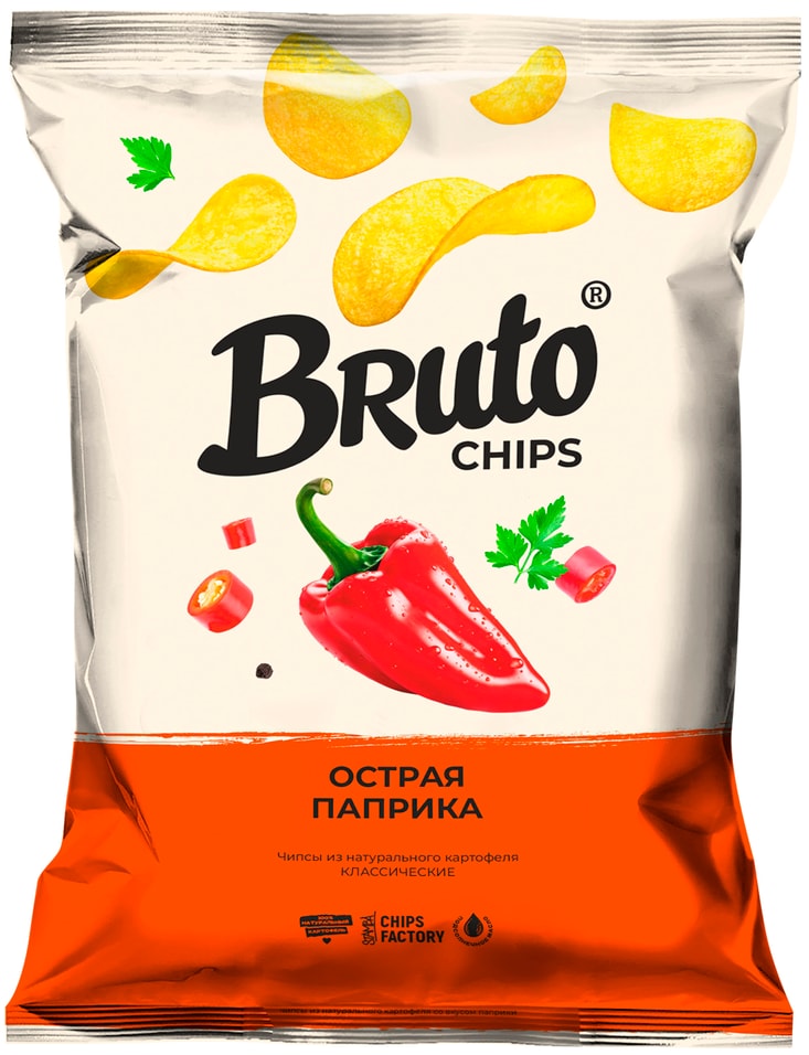 Чипсы Bruto Острая паприка 120г - Vprok.ru Перекрёсток