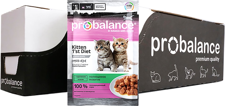 Корм для котят Probalance Kitten 1st Diet с кроликом в желе 85г (упаковка 26 шт.)